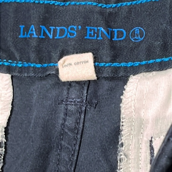 LANDS END Boys 12 Slim Iron Knee Navy Pants Chinos Uniform Adjustable Waist - Picture 7 of 10